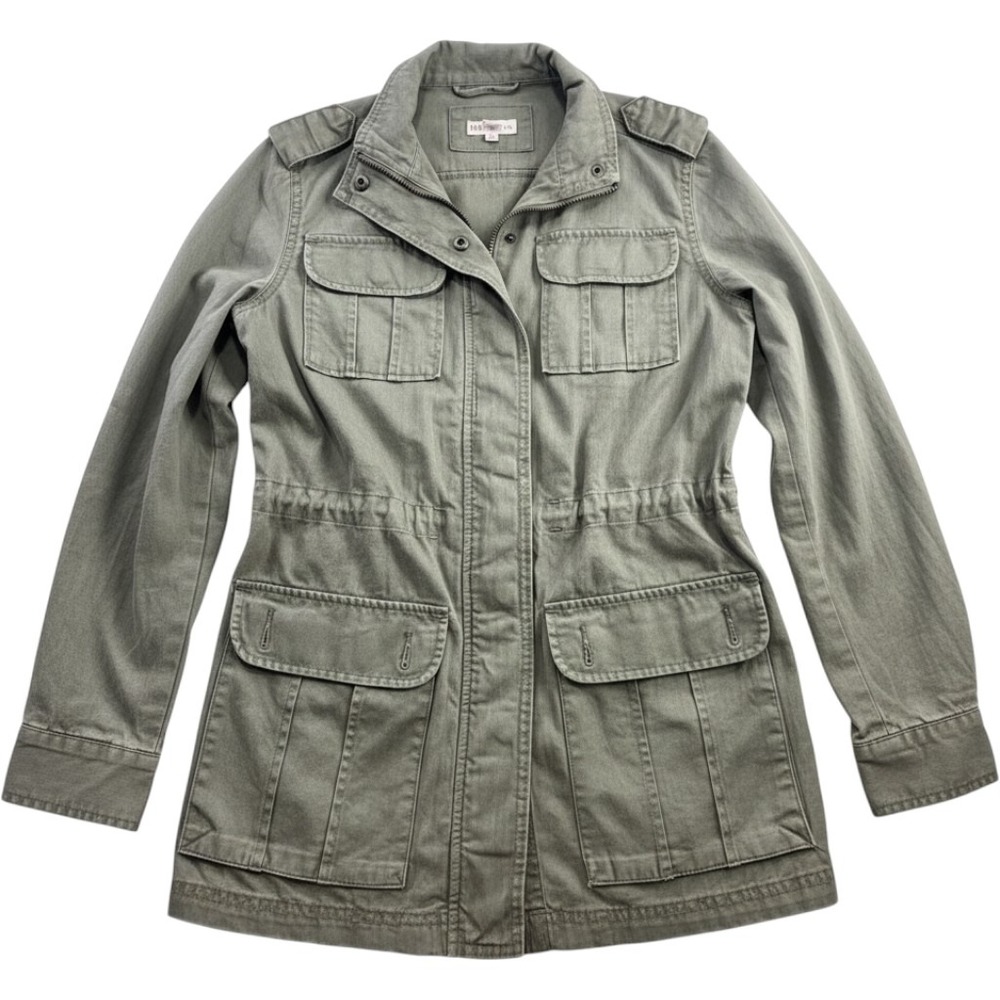 Merona utility jacket womens XS olive green military field coat drawstring waist